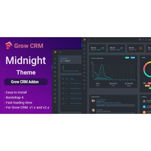 Midnight – Grow CRM Dark Theme – Addon - Dghut