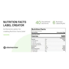 Nutrition Facts Label Creator (Elementor addon) - Dghut