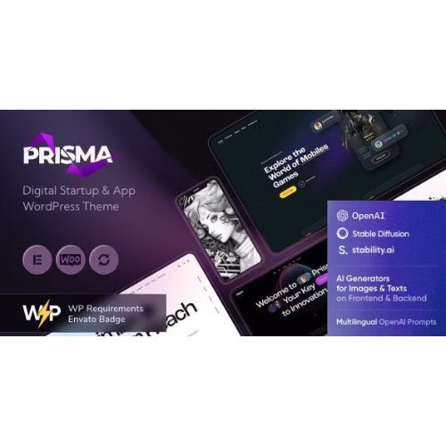 Prisma – Digital Startup & App WordPress Theme + AI - Dghut