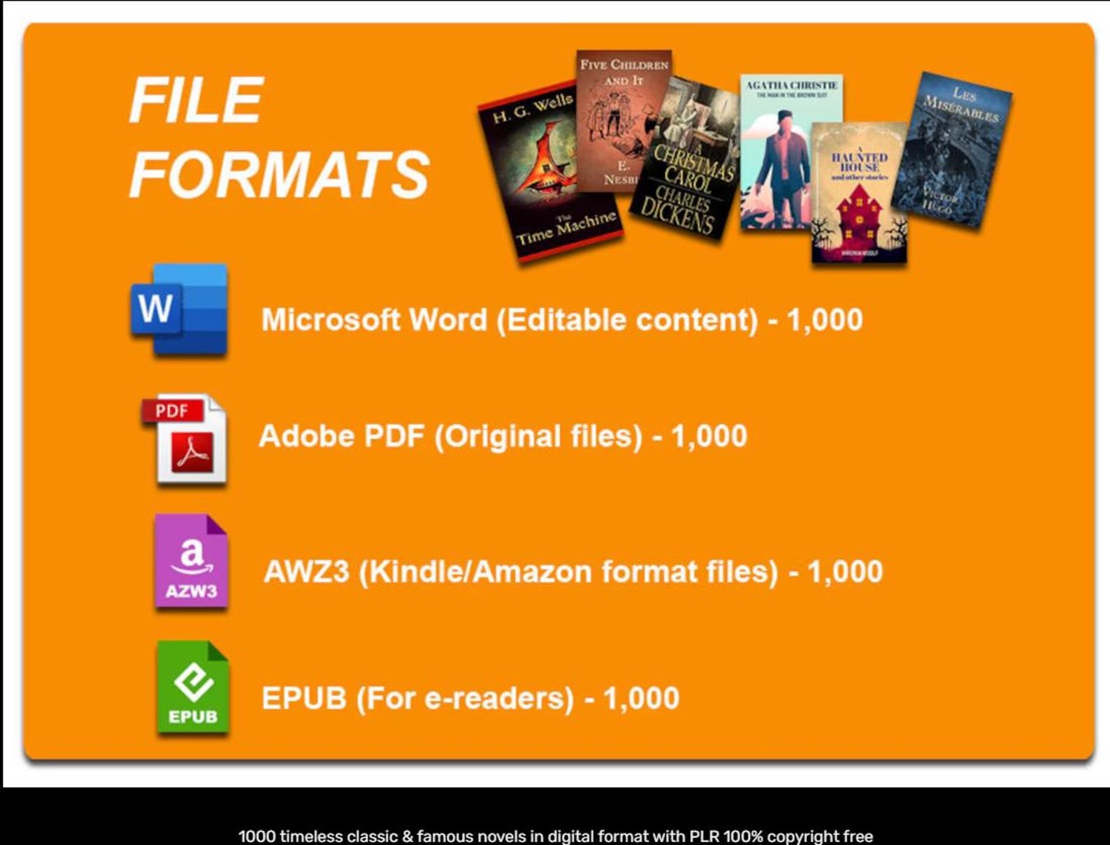 1000 timeless classic & famous novels in digital format with PLR 100% copyright free - Dghut