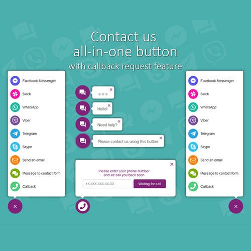 All in One Support Button + Callback Request. WhatsApp, Messenger, Telegram, LiveChat and more… - Dghut