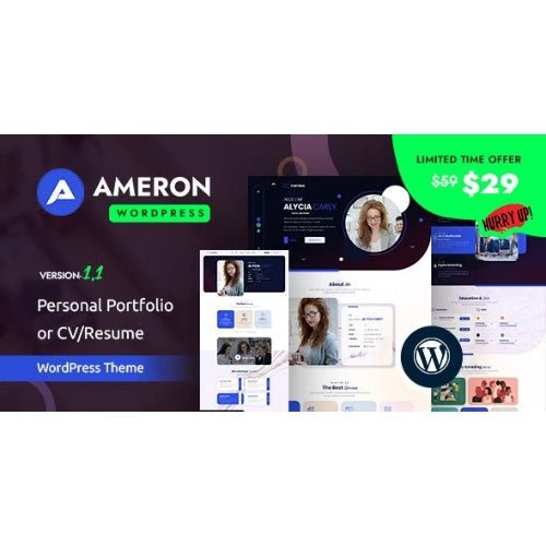 Ameron – Personal Portfolio or CV/Resume WordPress Theme - Dghut