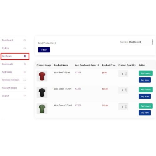 Buy Again for WooCommerce - Dghut