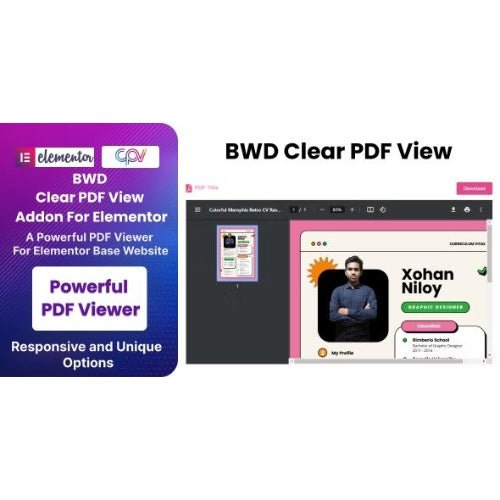 BWD Clear PDF View Addon For Elementor - Dghut