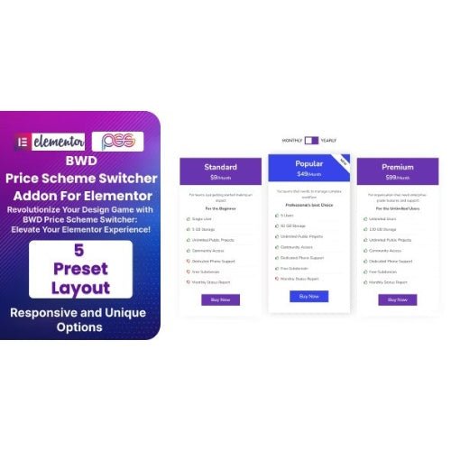 BWD Pricing Scheme Switcher Addon For Elementor - Dghut