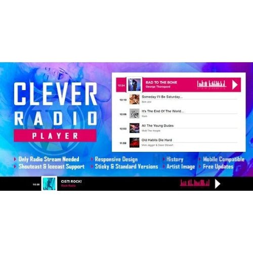 CLEVER – HTML5 Radio Player With History – Shoutcast and Icecast – WordPress Plugin - Dghut