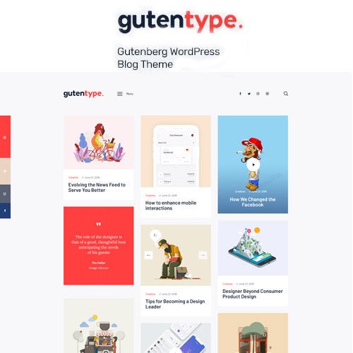 Gutentype 100% Gutenberg WordPress Theme for Modern Blog - Dghut