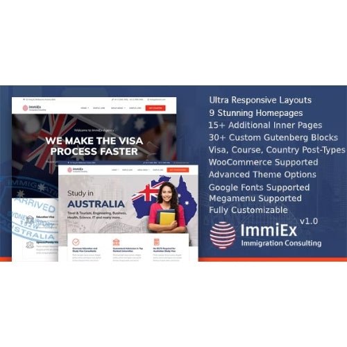 Immigration law, Visa services support, Migration Agent Consulting WordPress Business Theme – ImmiEx - Dghut