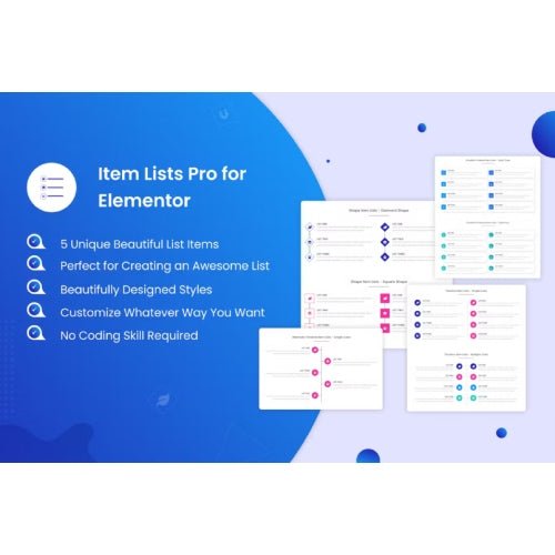 Item Lists Pro for Elementor - Dghut