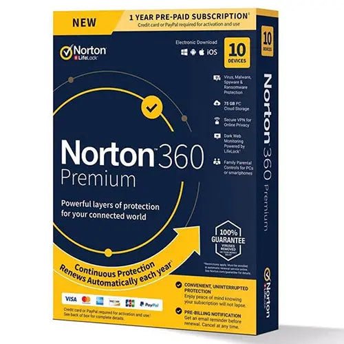 Norton 360 Premium 75GB 1 Year 10 Devices Internet Security - Dghut