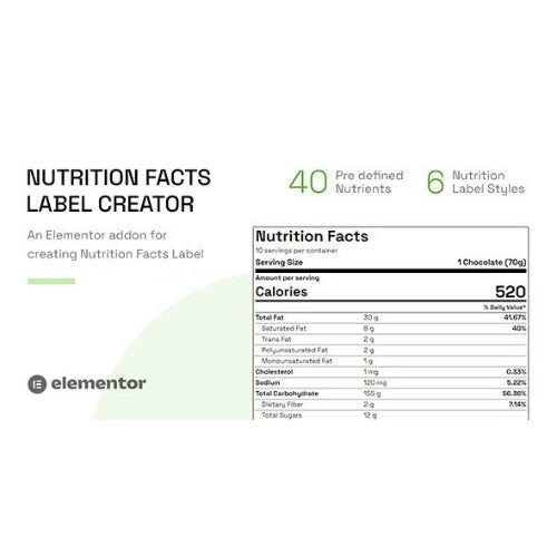 Nutrition Facts Label Creator (Elementor addon) - Dghut