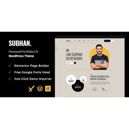 Subhan – Personal Portfolio/CV WordPress Theme - Dghut