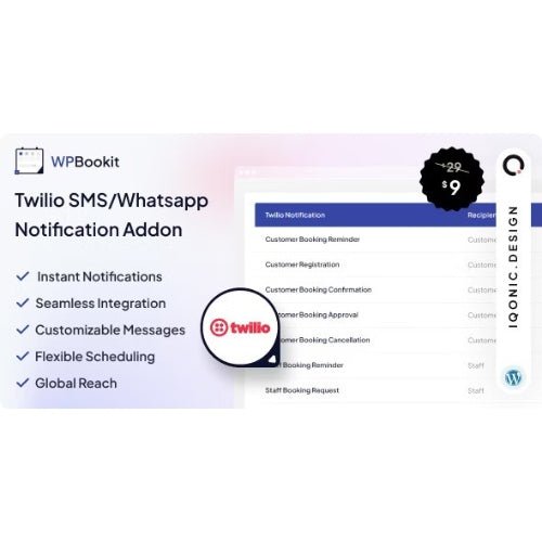 WPBookit – Twilio SMS/WhatsApp Notification (Addon) - Dghut