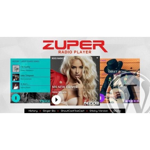 Zuper – Shoutcast and Icecast Radio Player With History – WordPress Plugin - Dghut